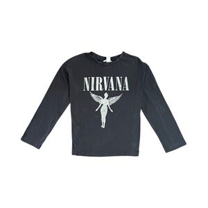 Nirvana Vintage Retro Band Tee Oversized Motif Shirt Extra Small Grey H&M Rare